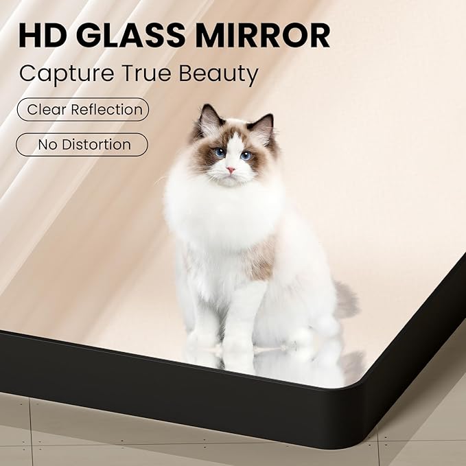 24X36 Inch Black Bathroom Mirror, Black Metal Framed Mirror for Wall, Rounded Rectangle Matte Bathroom Vanity Mirror with Tempered Glass, Anti-Rust, Horizontal/Vertical