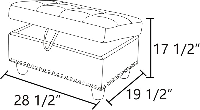 Ottoman Rectangular Storage Ottoman Bench, Faux Leather Footrest, Coffee Table, Stool Footstool with Hinged Lid for Living Room, Bedroom, Entryway, Ginger, 28.5"x19"x17.5"