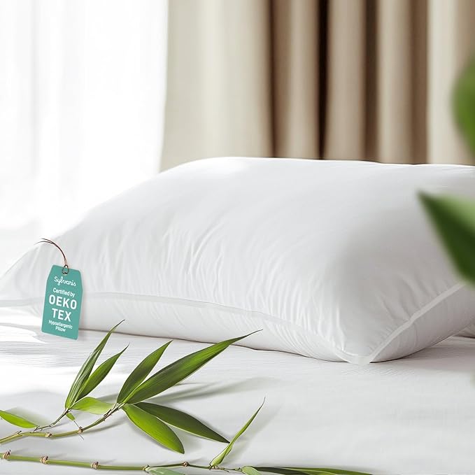Sylvaris Hypoallergenic Viscose from Bamboo Soft Pillow with Down Alternative Filling, Queen Pillow,Breathable, Moisture-Wicking, Luxury Hotel Quality, Ideal for All Sleeper, Oeko-Tex Certified