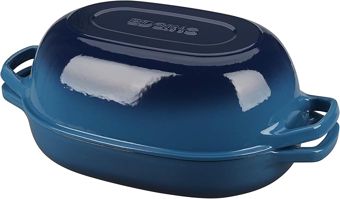 Enameled Cast Iron Dutch Oven Pot with Lid, Oval Dutch Oven for Bread Baking, Bread Oven for Homemade Sourdough Bread Baking, 7qt, Lake Blue
