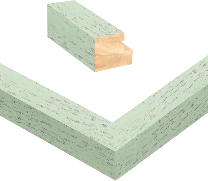 Egofine 4x6 Picture Frame Made of Solid Wood, Covered by Plexiglass Display Pictures 3.5x5 with Mat or 4x6 Without Mat for Table Top Display and Wall Mounting Photo Frame, Rustic Green