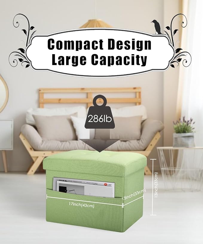 Ottoman Storage Ottoman Foot Rest Stool Foldable Bench with Storage Student Dormitory Bedroom and Entryway Storage 17 X 13 X 13