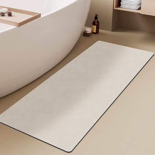 White Bath Mat, Bathroom Rugs Non Slip Washable Thin Absorbent Quick Dry Bath Mat Fits Under Door Bathroom Floor Mat Perfect for Bath, Shower, or Sink 24"x70" White