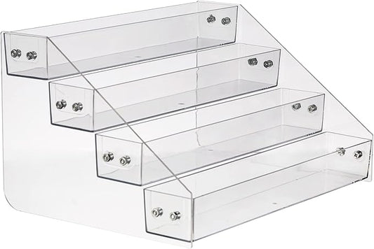 Acrylic Spice Rack, Tiered Spice Rack Shelf Seasoning Organizer for Countertop, Cabinet, Pantry, Kitchen Storage - 4 Tier