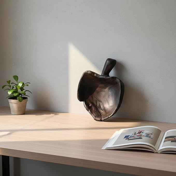 Solid Wood Fruit Bowl - Natural Vintage Grain - Single-Handle Design - Naturally Formed - Each Bowl Features a Unique Shape