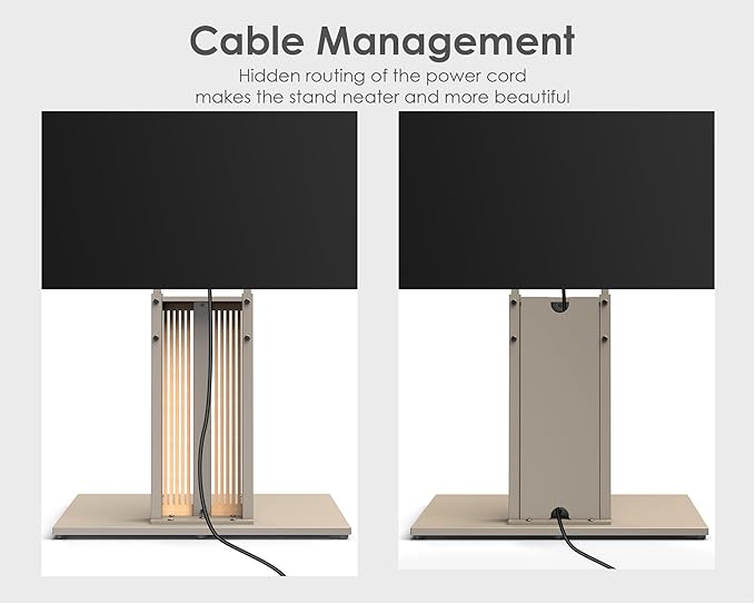 FITUEYES Design Wood TV Stand Swivel Mount with Hidden Back Storage for 55-88 inch TV Screens, Scandinavian Style Tall Floor TV Stand for Home Decor with Reinforced Base, Zen Series,Morandi Khaki