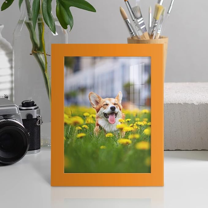 Renditions Gallery 6x8 inch Picture Frame High-end Modern Style, Made of Solid Wood and High Definition Glass Ready for Wall and Tabletop Photo Display, Orange Frame