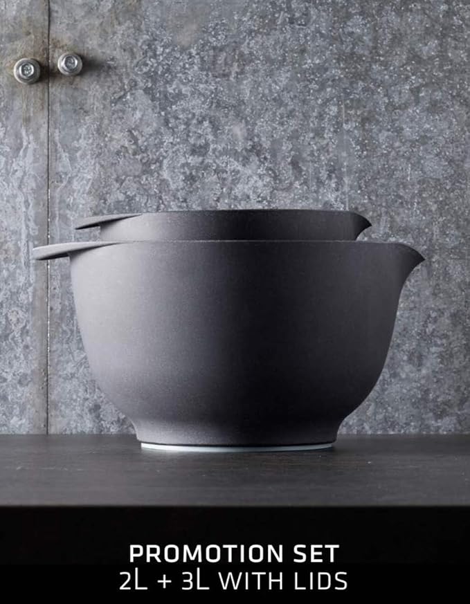 Precision Craft Mixing Bowl Set 2 Pcs Elevate Your Culinary Experience Stylish Nesting Bowls for Effortless Cooking and Baking- (Pebble Black)