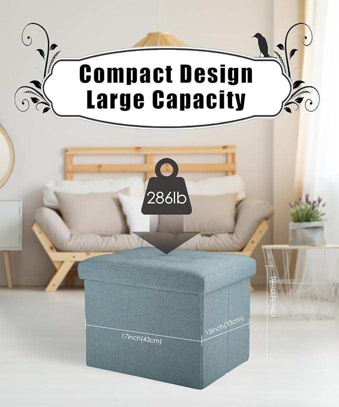 Ottoman Storage Ottoman Foot Rest Stool Foldable Bench with Storage Student Dormitory Bedroom and Entryway 17 X 13 X 13