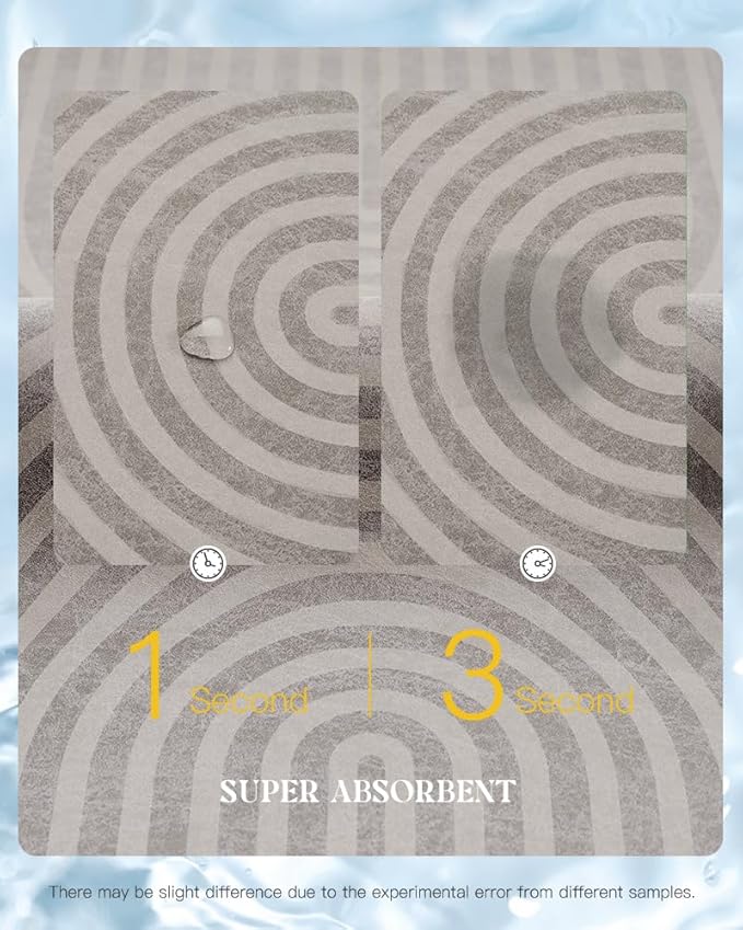 MontVoo -Bath Mat-Non Slip Thin Bathroom Rugs Fit Under Door- Quick Dry Absorbent Faux Suede Surface Grey Bathroom Floor Mats-Shower Rug for in Front of Bathtub Shower Grey & Beige 17x59