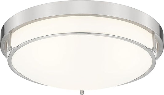 16 inch Close to Ceiling Light Fixtures, Brushed Nickel Farmhouse Ceiling Light with 3 Light for Laundry Kitchen Bedroom Bathroom, CL4822-3W-BN