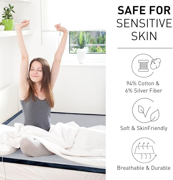 STARLENGET Grounding Blanket for for Bed Sleeping Therapy, Pain Relief,Imrpoving Sleep. Grounded Throw Kit, Conductive Silver Fiber Blanket. Grounding Cord Included 80 x 55 Inch Throw