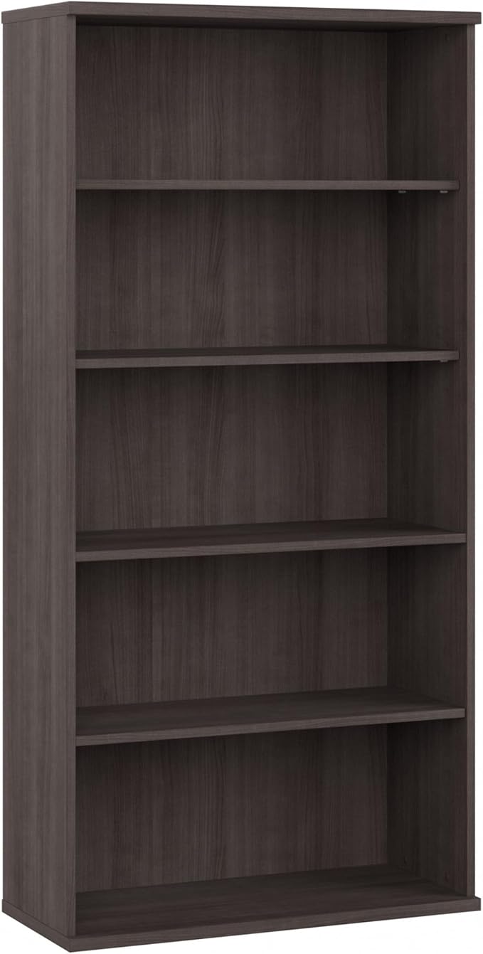 Bush Business Furniture Hybrid Tall 5 Shelf Bookcase in Storm Gray