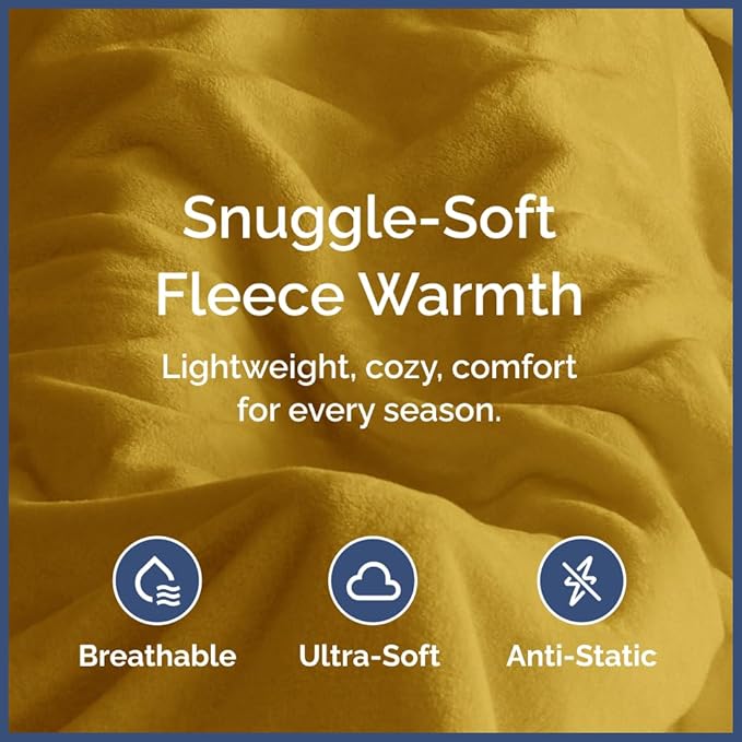 Ultra Soft Fleece Blanket Twin Size - Flannel Fleece Luxury Twin Blanket - Lightweight for Couch Bed Chair - Thick, Warm and Breathable - All Season Cozy Fuzzy, Anti-Static Microplush Bedding, Gold
