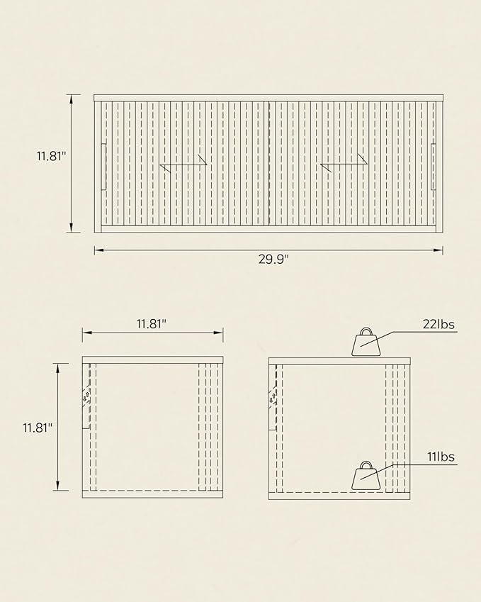 Fluted Floating TV Stand, 30" Multi-Purpose Modern TV Display Shelf Console Entertainment Center Cabinet with Sliding Doors for Bedroom Living Room Entryway, Brown