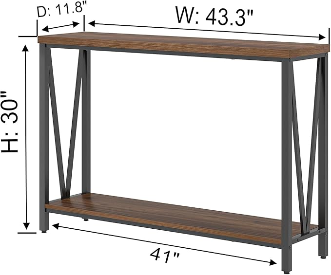 FOLUBAN Entryway Table, Narrow Console Table, Modern Sofa Table for Living Room, Hallway, Behind Couch (Rustic Walnut)