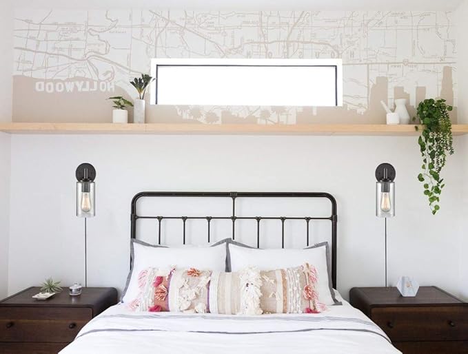 DANSEER Contemporary Oil Rubbed Bronze Bubble Glass Wall Sconces Set of Two Sconce Plug in with Switch