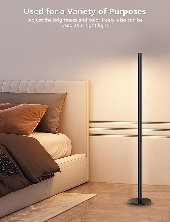 Corner Floor Lamp, Smart RGB Floor Lamp with Remote and APP Control, 16 Million Colors Floor Lamps for Living Room with Music Sync, Color Changing Ambient Lighting Corner Lamp for Bedroom Gaming Room