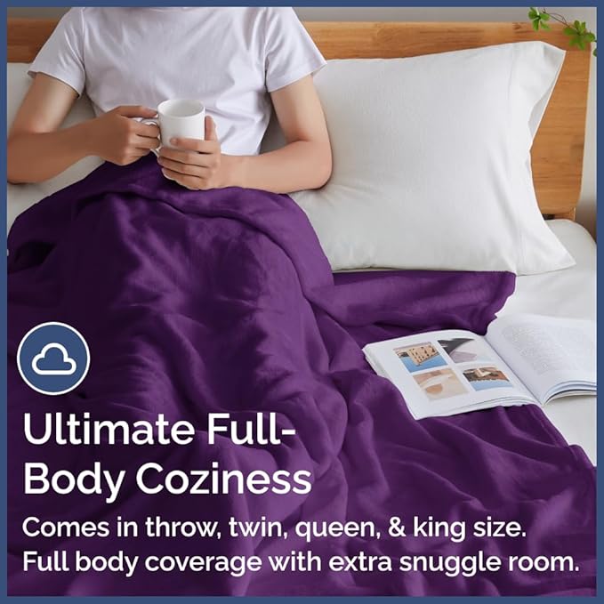Ultra Soft Fleece Blanket Throw Size - Flannel Fleece Luxury Throw Blanket - Lightweight for Couch Bed Chair - Thick, Warm and Breathable - All Season Cozy Anti-Static Microplush Bedding, Purple