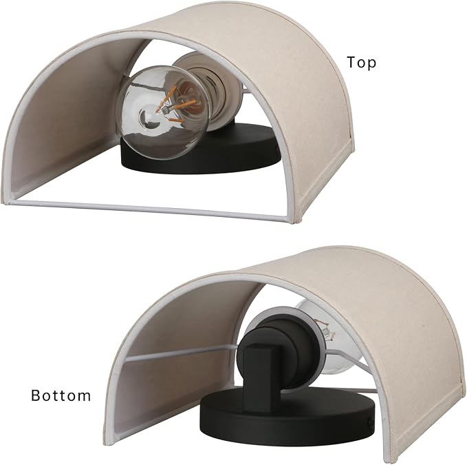 Wall Sconce Lighting Linen Fabric Decor, Industrial Vintage Night Light Wall Lamp Fixture with Fabric Shade for Bedroom Living Room Hallway Corridor