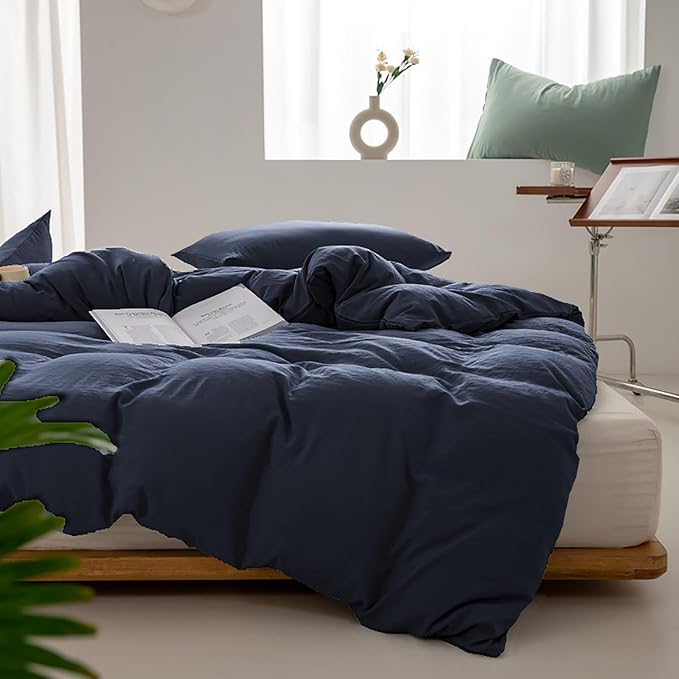 Luxlovery Navy Comforter Set Twin Modern Solid 3 Piece Bedding Sets Comfy Soft Blanket Quilts Lightweight Bedding Comforter Set for Women Boys Men Teens Adults