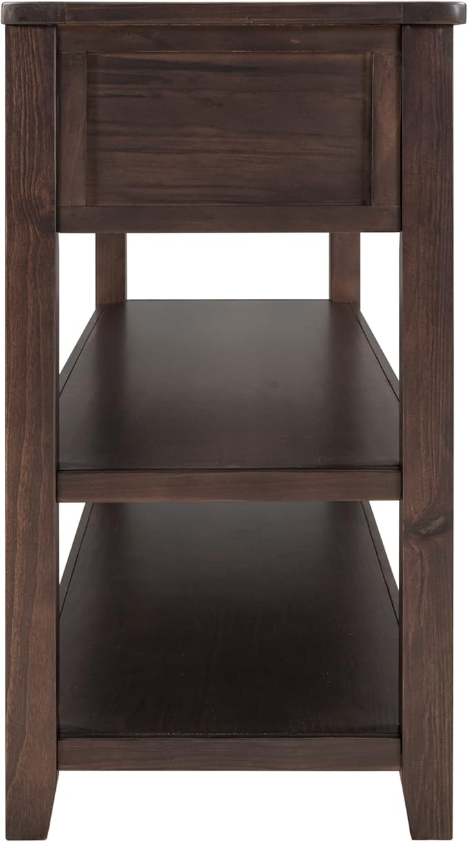 Knocbel Entryway Console Table with 3 Drawers and Open Shelves, Entry Hallway Foyer Sofa Long Table, 220lbs Weight Capacity, 50" L x 16" W x 30" H (Espresso)