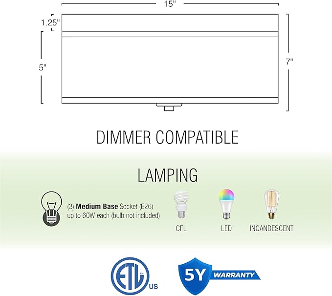 Kira Home Walker 15" Mid-Century Modern 3-Light Flush Mount Ceiling Light, White Fabric Shade + Round Glass Diffuser, Brushed Nickel Finish