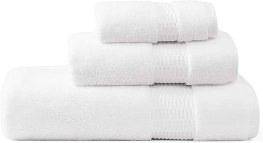 Tommy Bahama - Bath Towels Set, Soft & Highly Absorbent Cotton, Low Linting & Fade Resistant Bathroom Essentials (Long Branch White, 3-Piece)