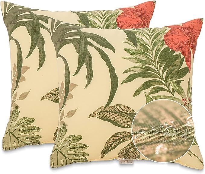 Outdoor Throw Pillows - Decorative Pillows with Insert Included Set of 2 Outdoor Pillows for Patio Furniture 18x18 Inch