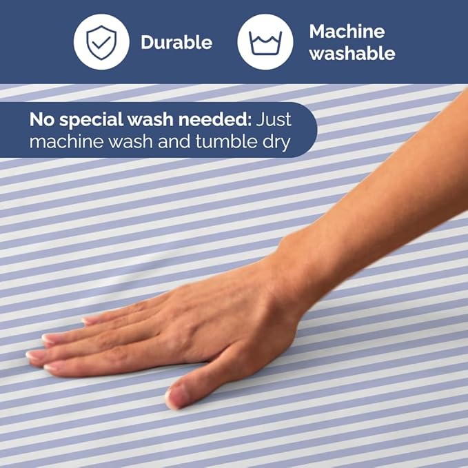 Sky Blue and White Striped Sheets - 1 Flat & 1 Fitted Sheet & 2 Pillowcases w/ Deep Pockets - Comfy, Wrinkle & Fade Resistant - Soft, Breathable & Cooling - Pinstripe Patterned Bedding - King Size