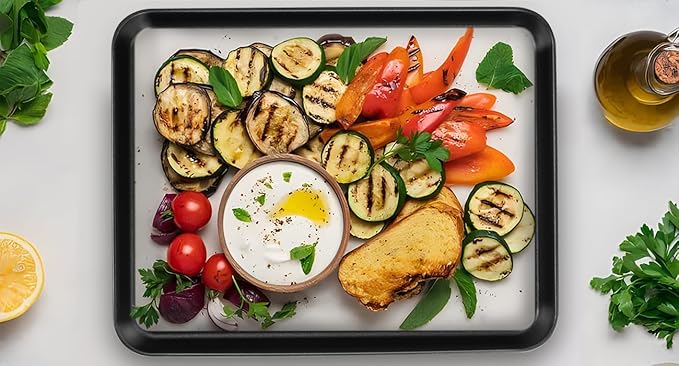 Herogo Baking Sheet Pan Set, Nonstick Carbon Steel Cookie Sheet Bakeware Set for Oven, 9.4×12.2×1 Inch Multipurpose Kitchen Cookware 2 Pack, Non-toxic & Heavy Duty & Easy Clean-Medium