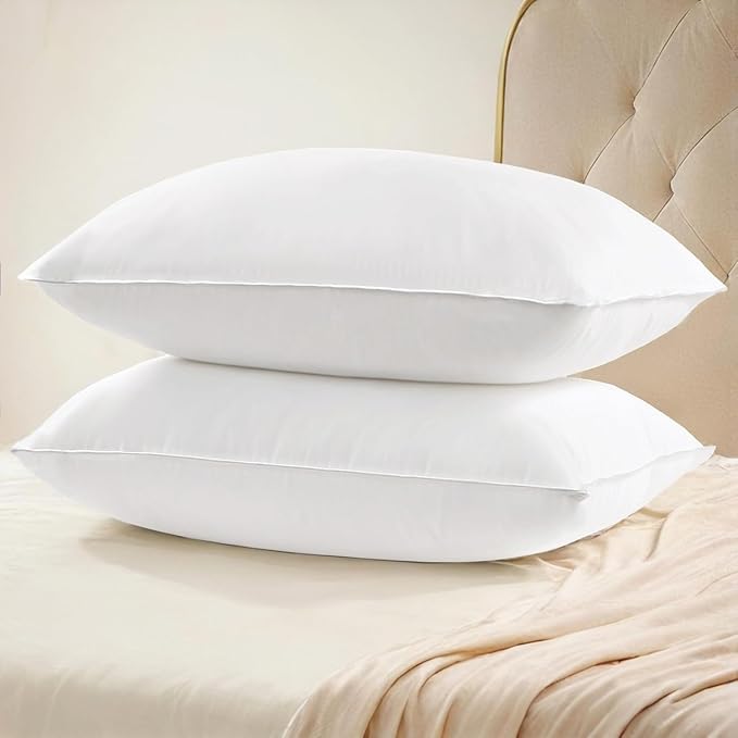 UNIKOME Ultra Soft Pillows Queen Size Set of 2 - Hotel Collection Luxury 100% Cotton Cover Down Alternative Bed Pillow, Fluffy Pillows for Back, Stomach or Side Sleepers