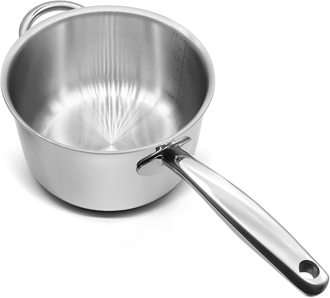 Fortune Candy 4-Quart Saucepan with Lid, Tri-Ply, 18/8 Stainless Steel, Advanced Welding Technology, Dishwasher Safe, Induction Ready, Mirror Finish