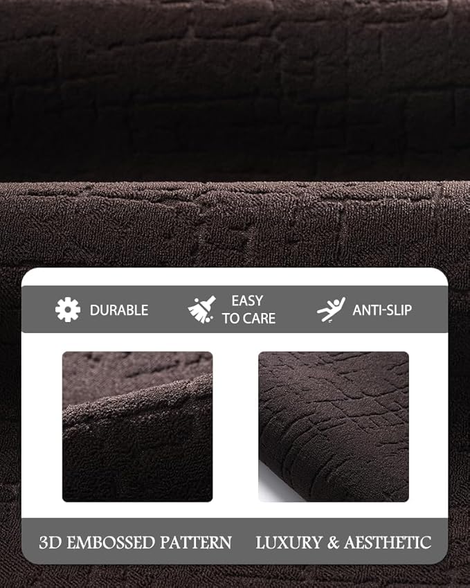 AMOAMI-Bath Mat-Absorbent Quick Dry Bathroom Floor Mats-Washable Rubber Backing Bath Mats for Bathroom Rugs Fit Under Door-Bath Rug for in Front of Sink Bathtub Shower Room, Brown 24''x70''