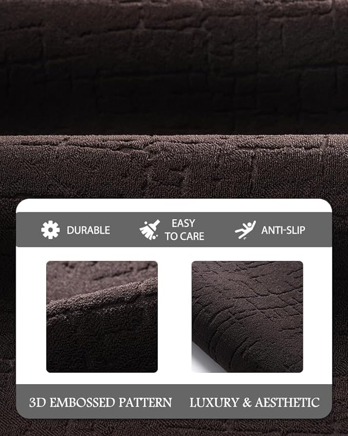 AMOAMI-Bath Mat-Absorbent Quick Dry Bathroom Floor Mats-Washable Rubber Backing Bath Mats for Bathroom Rugs Fit Under Door-Bath Rug for in Front of Sink Bathtub Shower Room, Brown 24''x48''