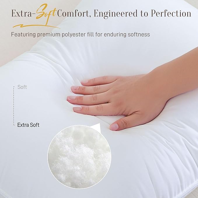 Hypoallergenic Bamboo Viscose Shell, Soft King Size Bed Pillow with Down Alternative Filling, Oeko-Tex Certified, Luxury Hotel Quality for Back, Stomach and Side Sleepers