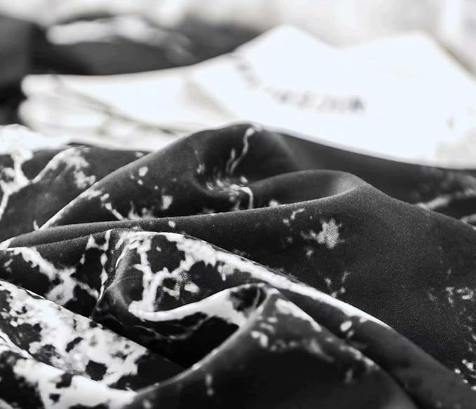 Luxlovery Black Marble Comforter Set King Black and White Marble Bedding Comforter Set Women Men Gothic Abstract Comforter King Size Breathable Soft Cozy Blanket Quilts Comforter with 2 Pillowcases