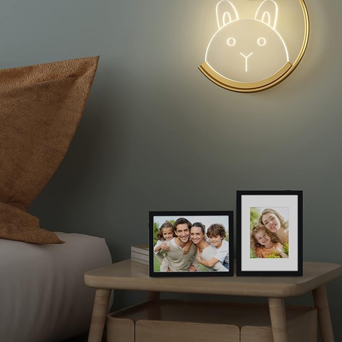 Egofine 9x12 Picture Frame Black Covered by Plexiglass Made of Solid Wood, Wood Frame for Pictures 5x7/ 6x8 with Mat or 9x12 without Mat, Tabletop and Wall Mounting Display