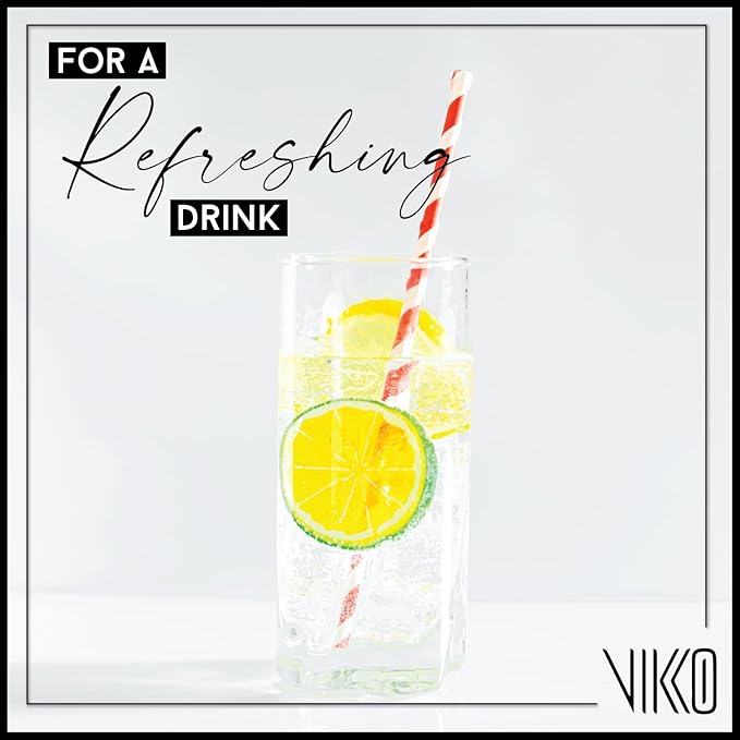 Vikko Drinking Glasses, 12 Oz Drinking Glasses Set of 6, Crystal Clear Glass Cups for Water or Juice, Highball Glass Tumbler & Water Glasses for Drinking