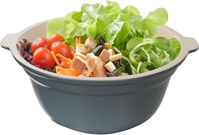Zing Ceramic Mixing Bowls for Kitchen 5 Qt, Large Salad Bowl, Colorful Vibrant Nesting Bowls for Cooking, Baking, Prepping, Serving, Salad, Housewarming Gift, Microwave Dishwasher Safe, Sea Salt Gray