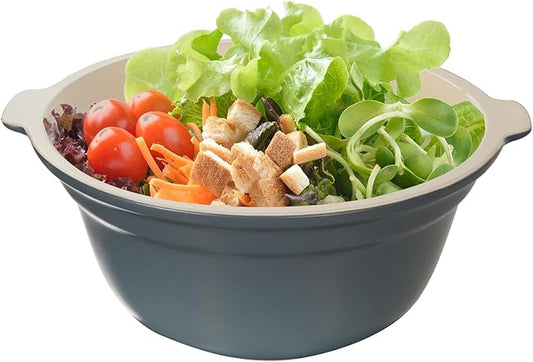 Zing Ceramic Mixing Bowls for Kitchen 5 Qt, Large Salad Bowl, Colorful Vibrant Nesting Bowls for Cooking, Baking, Prepping, Serving, Salad, Housewarming Gift, Microwave Dishwasher Safe, Sea Salt Gray