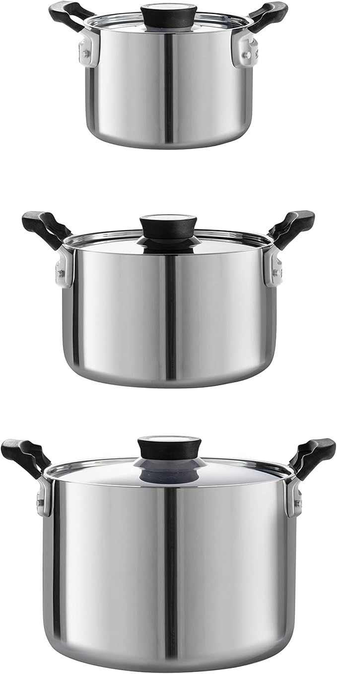 Tramontina Nesting 6 Pc Stainless Steel Tri-Ply Clad Sauce Pan and Stock Pot Set, 80116/048DS