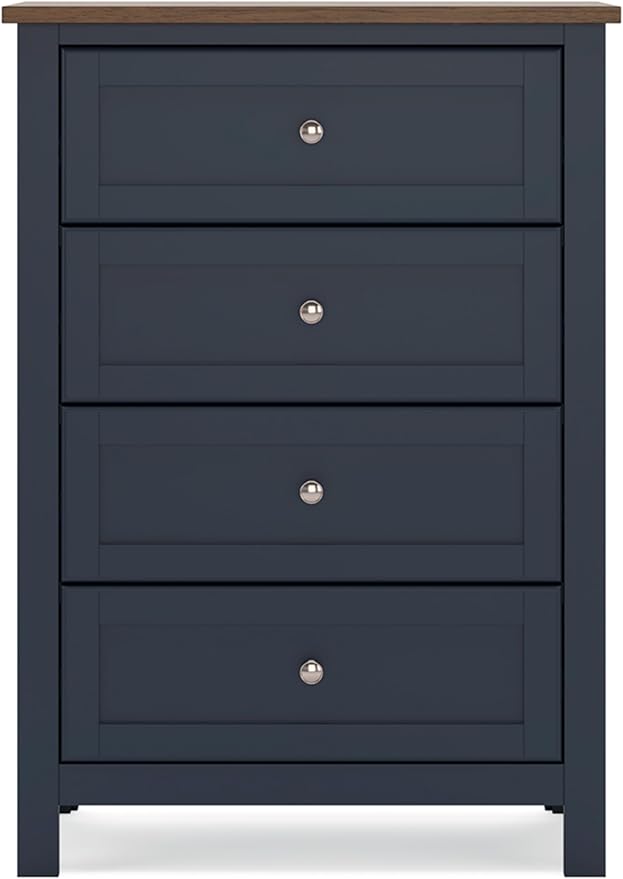 Signature Design by Ashley Landocken Shaker 4-Drawer Chest of Drawers, Light Brown & Blue