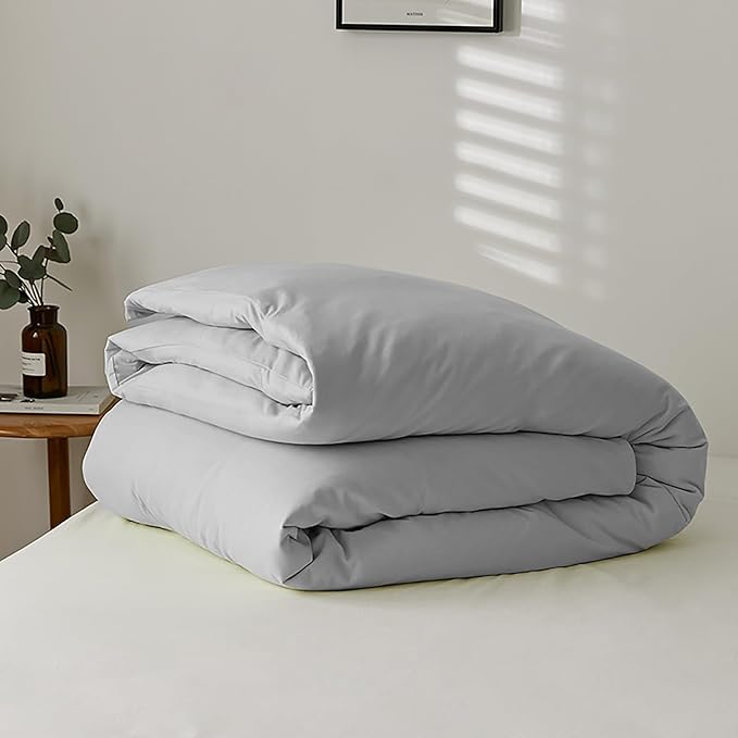 Luxlovery Silver Grey Comforter Set Twin Grey Bedding Set Women Men Light Grey Soft Breathable Cozy Blanket Quilts 3pcs Twin Size Comforter Set for Teens Kids