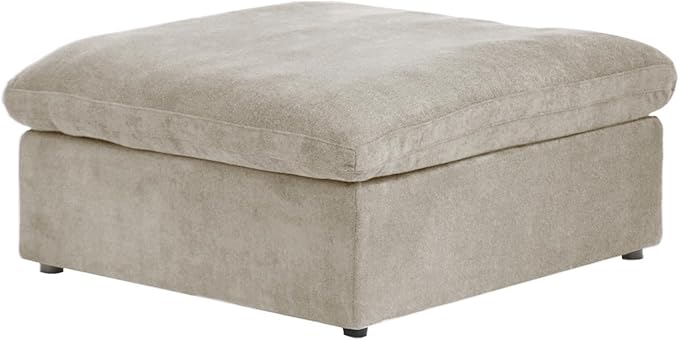 JACH Storage Ottoman Module for Living Room, Cushion Cover Removable, Minimalist Comfy Breathable Ottoman for Living Room Apartment (Khaki)