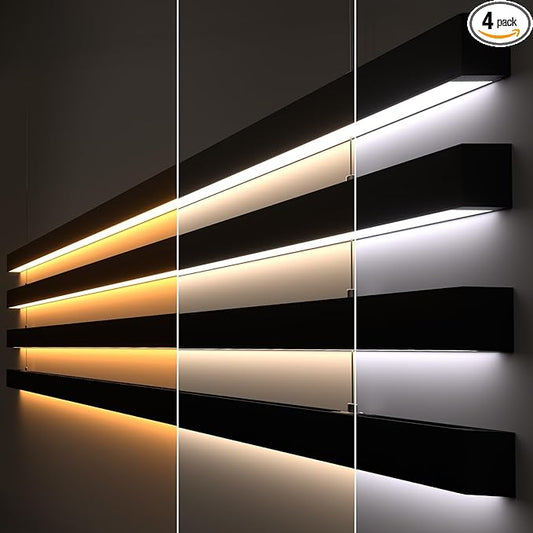 JTT 8FT LED Linear Light,8Foot LED Shop Lights 100/80/60W 3/4/5000K CCT Selectable,Commercial 8Feet Lighting Fixture 0-10V Dimmable Lighting Fixture ETL for Gym Retails Office Garage Classroom,4Pack