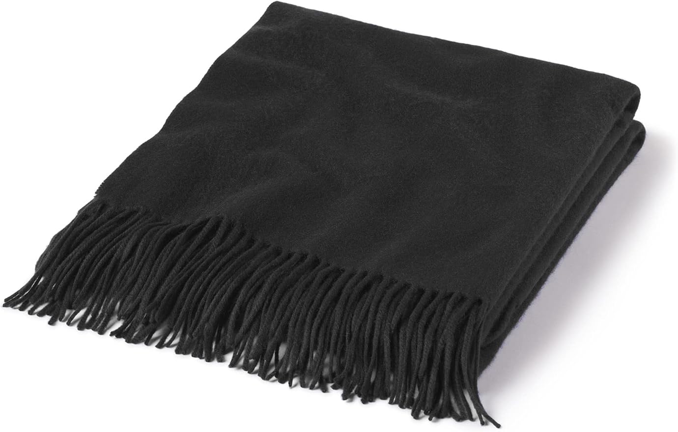 State Cashmere Home Throw Blanket with Decorative Fringe 100% Pure Cashmere Ultra Soft Accent Blanket for Couch, Sofa & Bed (Black, 60"x50")
