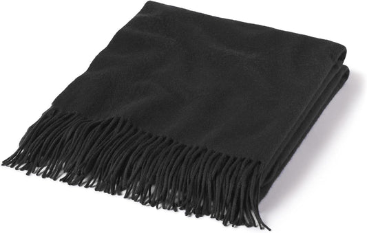 State Cashmere Home Throw Blanket with Decorative Fringe 100% Pure Cashmere Ultra Soft Accent Blanket for Couch, Sofa & Bed (Black, 60"x50")