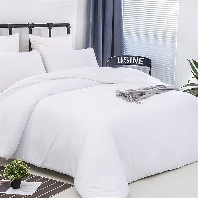 Luxlovery White Comforter Set Queen White Bedding Comforter Set Bed Sets Solid Blanket Quilts Hotel Collection Women Men Soft Breathable Queen Size 3 Piece Comforter