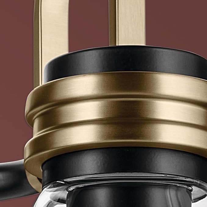 Kichler Farum 19.25" 2-Light Vanity Light with Clear Glass in Black, for Vanity, Jack & Jill Layout, Over a Mirror (19.25" W x 9.5" H), 55154BKCLR